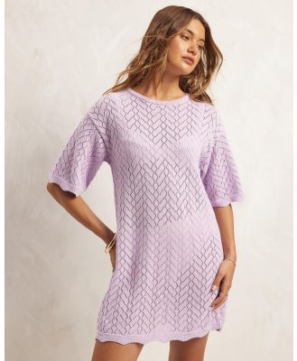 AERE - Organic Cotton Relaxed Knit Mini Dress - Dresses (Soft Lavender) Organic Cotton Relaxed Knit Mini Dress
