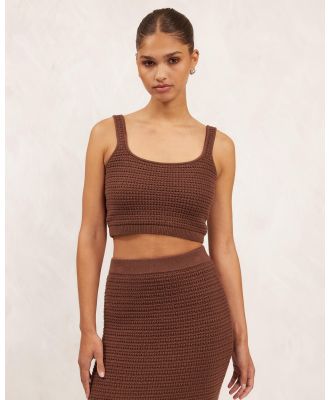 AERE - Organic Cotton Texture Knit Crop - Cropped tops (Chocolate Brown) Organic Cotton Texture Knit Crop
