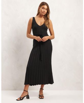 AERE - Organic Cotton V Neck Pleated Dress - Dresses (Black) Organic Cotton V Neck Pleated Dress