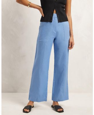 AERE - Patch Pocket Linen Pants - Pants (Soft Blue) Patch Pocket Linen Pants