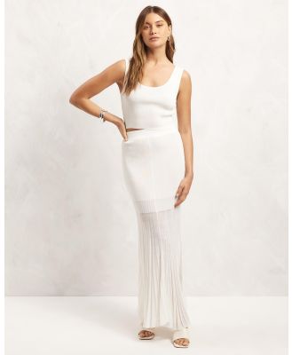 AERE - Pleated Hem Maxi Skirt - Pleated skirts (Off White) Pleated Hem Maxi Skirt