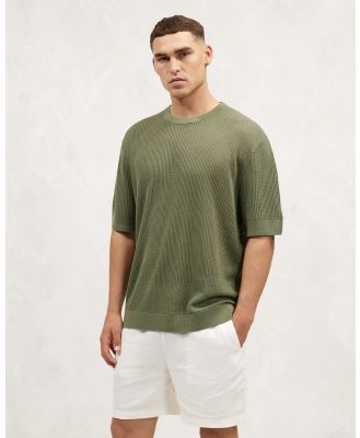 AERE - Porter Organic Cotton Knitted Tee - T-Shirts & Singlets (Olive) Porter Organic Cotton Knitted Tee