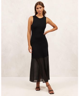 AERE - Sheer Hem Knit Dress - Dresses (Black) Sheer Hem Knit Dress