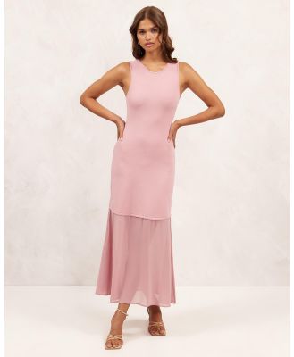 AERE - Sheer Hem Knit Dress - Dresses (Pink Clay) Sheer Hem Knit Dress
