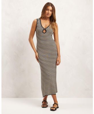 AERE - Soft Knit Maxi Dress - Dresses (Black Natural Stripe) Soft Knit Maxi Dress