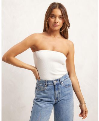AERE - Strapless Knit Top - Tops (Soft White) Strapless Knit Top
