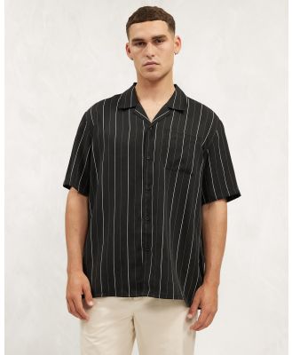 AERE - Stripe Camp Collar Shirt - Casual shirts (Black) Stripe Camp Collar Shirt