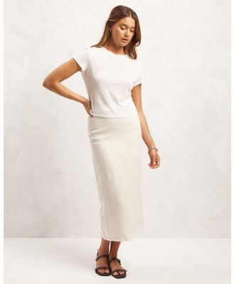 AERE - Textured Linen Midi Skirt - Skirts (Neutral) Textured Linen Midi Skirt