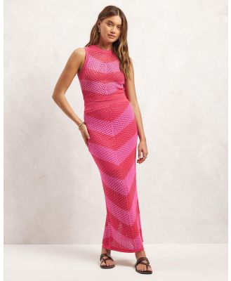 AERE - Verigated Stripe Knit Skirt - Skirts (Pink Stripe) Verigated Stripe Knit Skirt