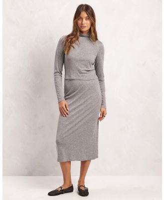 AERE - Wool Blend Knit Skirt - Skirts (Grey Marle) Wool Blend Knit Skirt