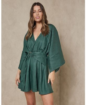 AERE - Wrap Detail Dress - Dresses (Bottle Green) Wrap Detail Dress