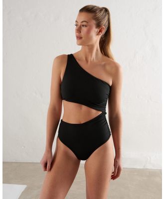 Aim'n - One Shoulder Cutout Swimsuit - One-Piece / Swimsuit (Black) One Shoulder Cutout Swimsuit