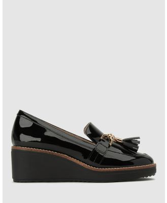 Airflex - Delectable Wedge Leather Loafers - Flats (Black Patent) Delectable Wedge Leather Loafers