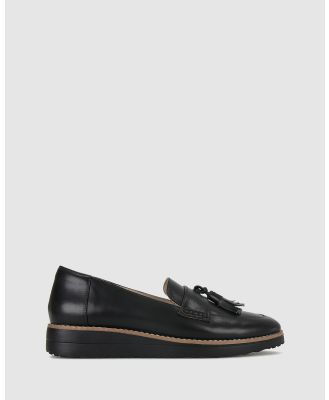 Airflex - Dori Leather Wedge Loafers - Flats (Black) Dori Leather Wedge Loafers