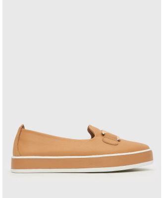 Airflex - Ned Gold Trim Leather Loafers - Flats (Camel) Ned Gold Trim Leather Loafers