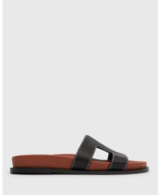 Airflex - Yon Leather Footbed Slides - Sandals (Black) Yon Leather Footbed Slides