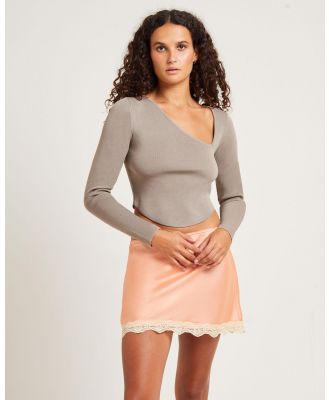 Alice In The Eve - Bianka Cut Out Compact Knit Top - Tops (TAUPE) Bianka Cut Out Compact Knit Top