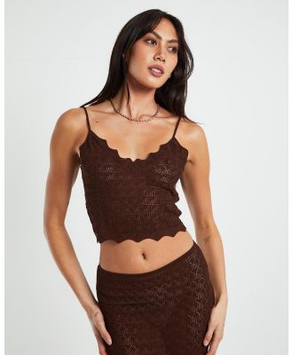 Alice In The Eve - Eleanora Lace Knit Cami - Tops (BROWN) Eleanora Lace Knit Cami