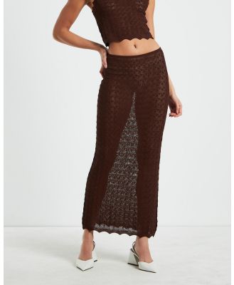 Alice In The Eve - Eleanora Lace Knit Maxi Skirt - Skirts (BROWN) Eleanora Lace Knit Maxi Skirt