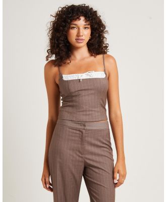 Alice In The Eve - Jenna Pinstripe Ruched Top - Tops (CHOCOLATE) Jenna Pinstripe Ruched Top