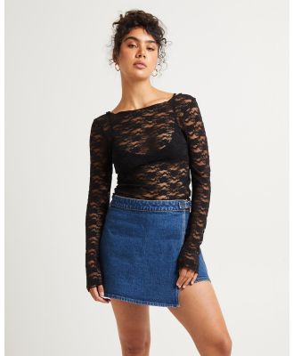 Alice In The Eve - Leah Sheer Lace Top - Tops (BLACK) Leah Sheer Lace Top