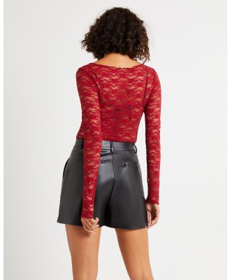 Alice In The Eve - Leah Sheer Lace Top - Tops (CHERRY) Leah Sheer Lace Top