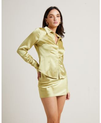 Alice In The Eve - Lily Slimline Satin Long Sleeve Shirt - Shirts & Polos (WILLOW) Lily Slimline Satin Long Sleeve Shirt