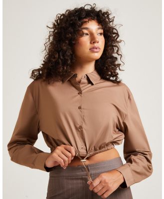 Alice In The Eve - Lucy Drawstring Poplin Long Sleeve Shirt - Shirts & Polos (CHOCOLATE) Lucy Drawstring Poplin Long Sleeve Shirt