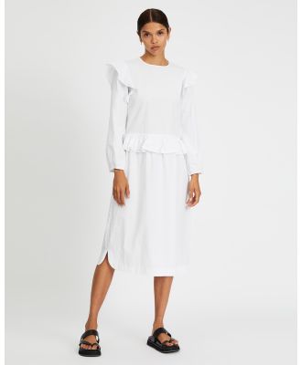 Aligne - Delaney Frilled Shoulder Detail Midi Dress - Dresses (White) Delaney Frilled Shoulder Detail Midi Dress