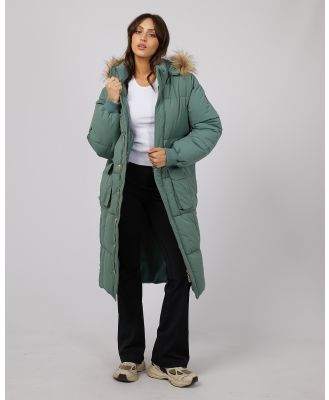 All About Eve - Active Fur Longline Puffer - Coats & Jackets (GREEN) Active Fur Longline Puffer