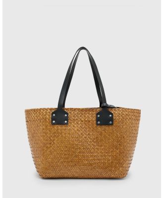 AllSaints - Mosley Straw Tote Bag - Bags (Almond Beige) Mosley Straw Tote Bag