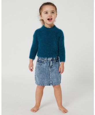 Alphabet Soup - Kids Molly Melbourne Fuzzy Crew Teal - Jumpers & Cardigans (Blue) Kids Molly Melbourne Fuzzy Crew Teal
