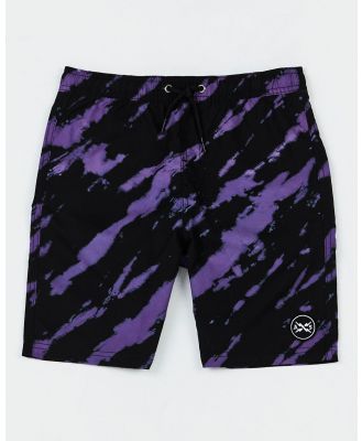 Alphabet Soup - Teen Riptide Boardshort Black Purple - Swimwear (Black) Teen Riptide Boardshort Black-Purple