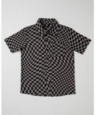 Alphabet Soup - Teen Warped Short Sleeve Shirt Grey Checker - Shirts & Polos (Grey) Teen Warped Short Sleeve Shirt Grey Checker