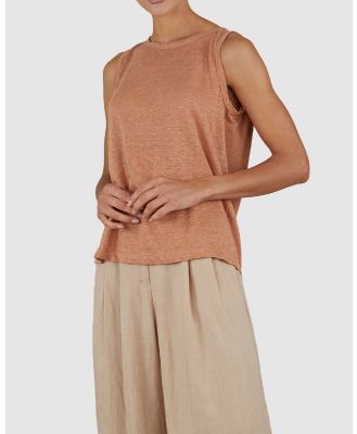 Amelius - Aceline Linen Tank Top - Tops (Rust) Aceline Linen Tank Top