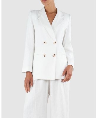 Amelius - Azure Linen Blazer - Blazers (White) Azure Linen Blazer