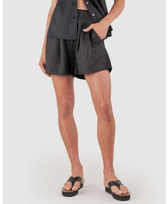 Amelius - Cancun Linen Short - High-Waisted (Black) Cancun Linen Short