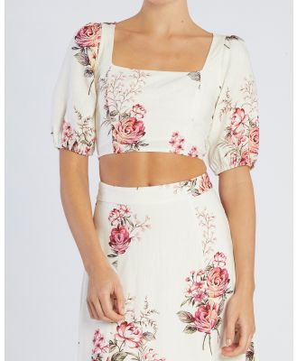 Amelius - Heartloom Rose Linen Crop Top - Cropped tops (Multi) Heartloom Rose Linen Crop Top