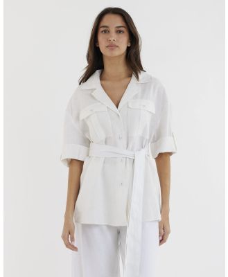 Amelius - Jade Oversized Linen Shirt - Shirts & Polos (White) Jade Oversized Linen Shirt