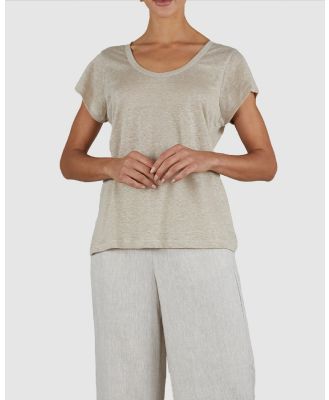 Amelius - Newport Linen T Shirt - Short Sleeve T-Shirts (Beige) Newport Linen T-Shirt