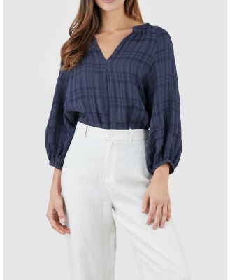 Amelius - Pila Linen Blouse - Tops (Navy) Pila Linen Blouse