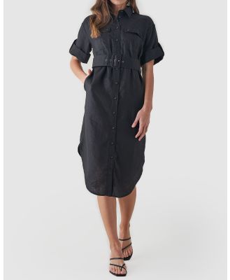 Amelius - Provence Linen Shirt Dress - Dresses (Black) Provence Linen Shirt Dress