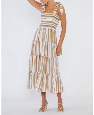 Amelius - Zanci Stripe Linen Dress - Jumpsuits & Playsuits (Brown) Zanci Stripe Linen Dress