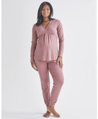 Angel Maternity - 2 Piece Kyra Maternity Loungewear Sleepwear PJ set Pink - Two-piece sets (Pink) 2-Piece Kyra Maternity Loungewear-Sleepwear PJ set-Pink