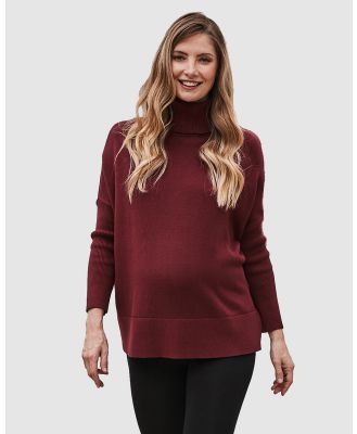 Angel Maternity - All in One Maternity Reversible Knit Jumper Maple - Jumpers & Cardigans (Maple) All in One Maternity Reversible Knit Jumper Maple