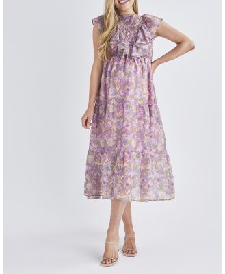 Angel Maternity - Daphne Reversible Maternity Baby Shower Dress in Lilac Floral - Dresses (lilac floral) Daphne Reversible Maternity Baby Shower Dress in Lilac Floral