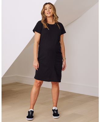 Angel Maternity - Delphy Cotton Maternity Tee Dress In Black - Dresses (Black) Delphy Cotton Maternity Tee Dress In Black