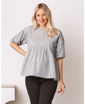 Angel Maternity - Maternity cotton blouse top Grey - Tops (Grey) Maternity cotton blouse top Grey