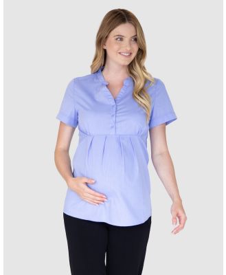 Angel Maternity - Maternity & Nursing Blouse Work Top   Blue - Shirts & Polos (Blue) Maternity & Nursing Blouse Work Top - Blue