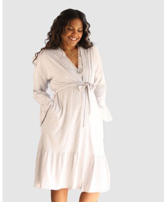 Angel Maternity - Maternity & Nursing Robe   Grey - Sleepwear (Grey) Maternity & Nursing Robe - Grey